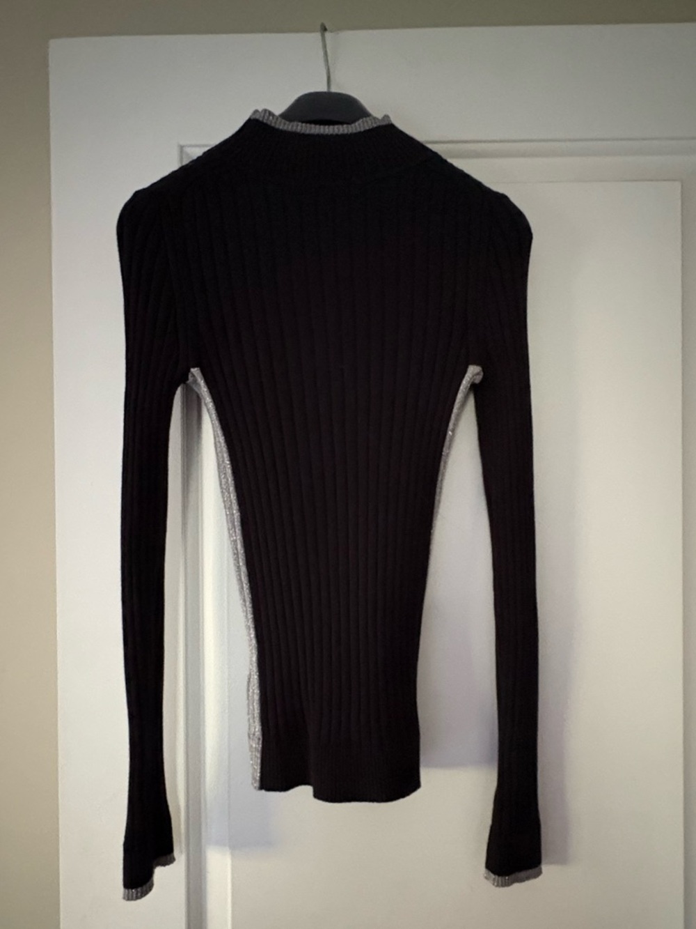 Boden Black Ribbed Turtleneck Sweater with Silver Trim - Picture 2 of 7